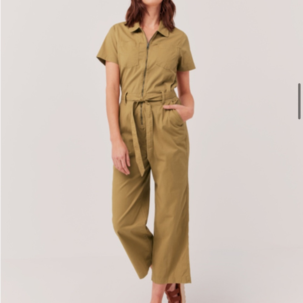 Pact Fennel Boulevard Brushed Twill Zip Front Jumpsuit